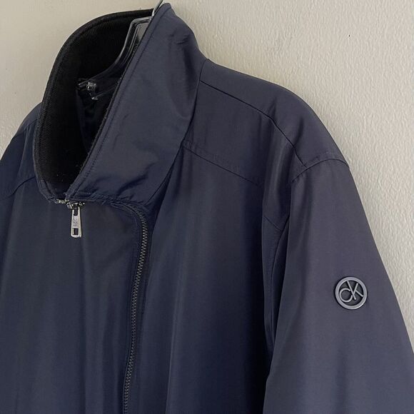 Calvin Klein Navy Blue Zip Up Jacket Men XL Classic Long Sleeve High Mock Neck - Picture 2 of 14